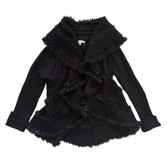 Boston Proper Black Thick Knit Open Front Jacket Size Large - Picture 1 of 4